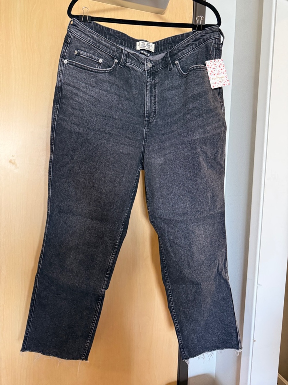 Free People Faded Black Straight Leg Jeans
